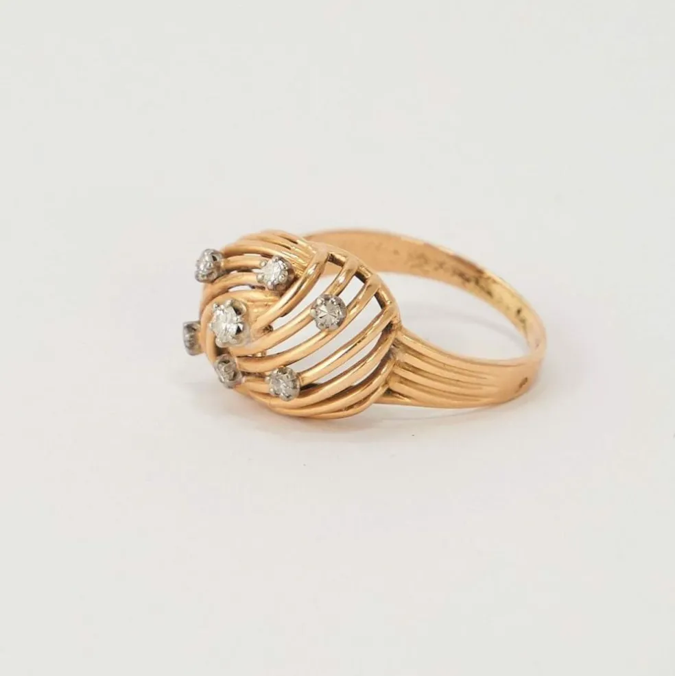 Bague Vintage Or Jaune Diamants