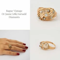 Bague Vintage Or Jaune Diamants