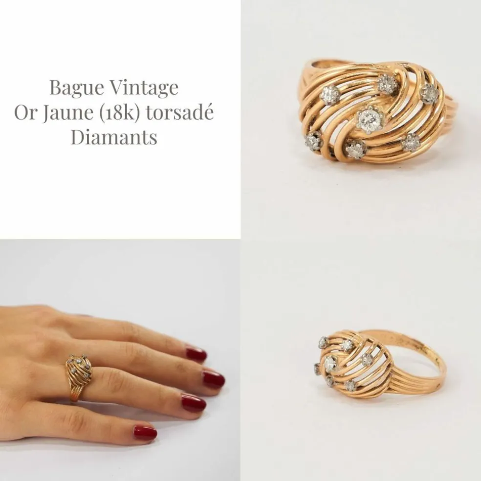 Bague Vintage Or Jaune Diamants
