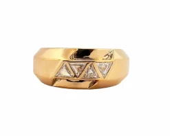 Bague vintage or jaune et diamants