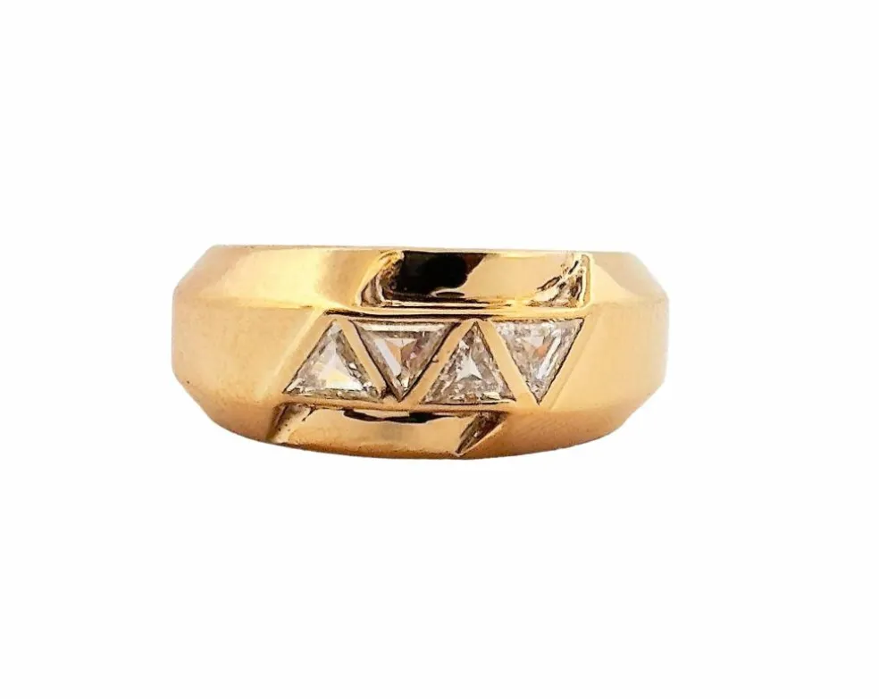 Bague vintage or jaune et diamants