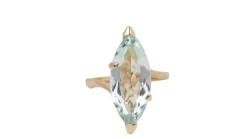 Bague vintage or jaune et aigue-marine