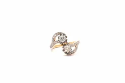 Bague vintage or jaune et platine diamants toi et moi