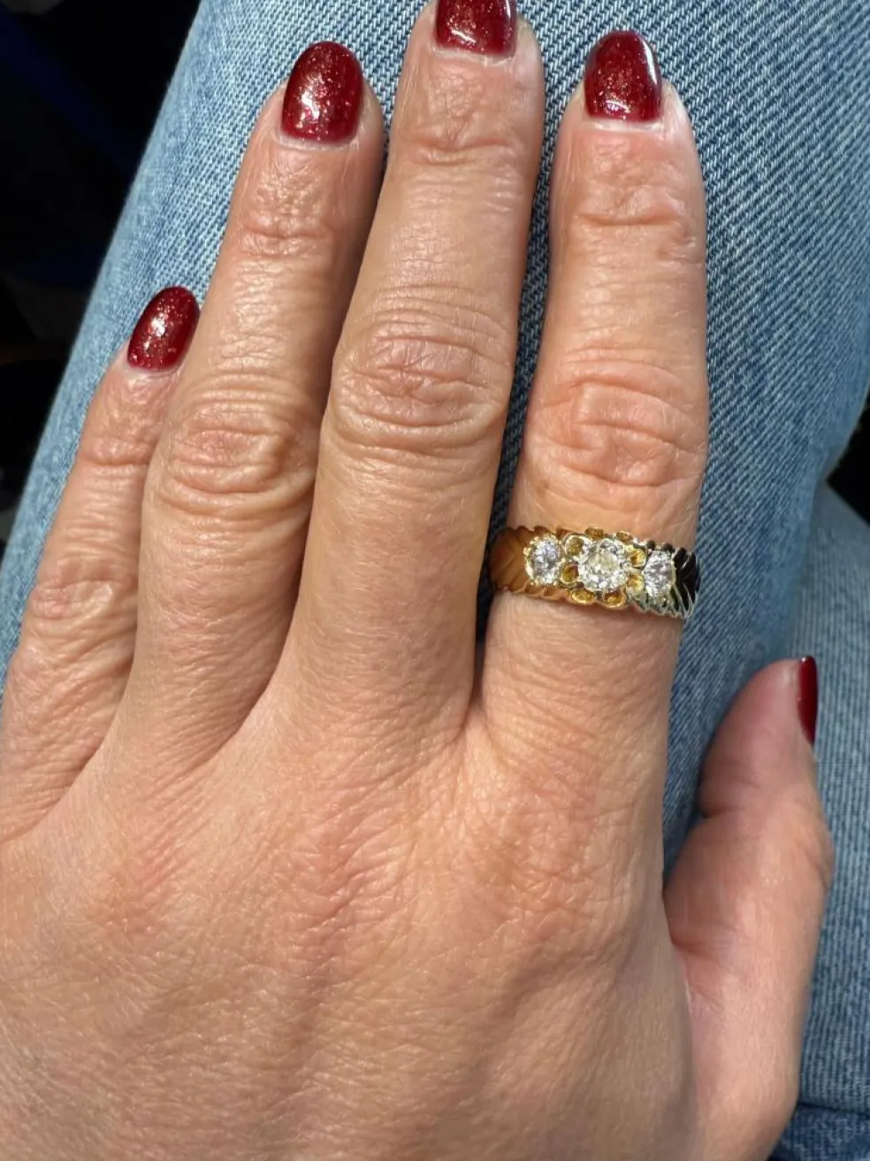 Bague Vintage Or jaune et Diamants - 1970