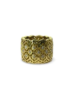 Bague vintage or jaune et diamants