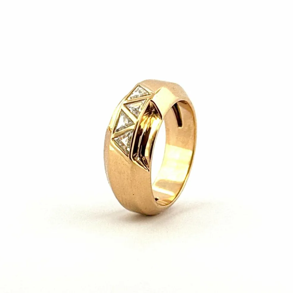 Bague vintage or jaune et diamants