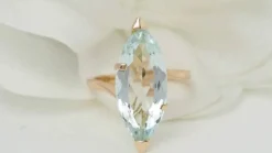 Bague vintage or jaune et aigue-marine