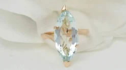 Bague vintage or jaune et aigue-marine