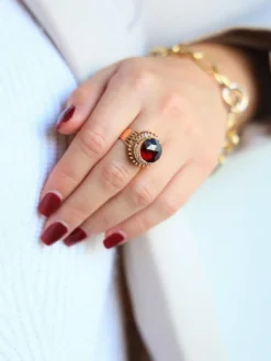 Bague Vintage Or jaune Grenat