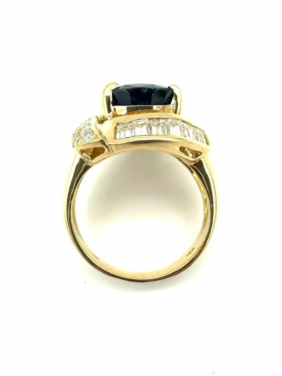 Bague Vintage or jaune 18K, saphir et diamants