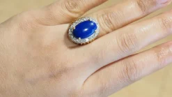 Bague vintage or jaune Lapis Lazuli et diamants