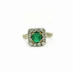 Bague vintage or jaune émeraude