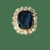 Bague Vintage Or Jaune Saphir Bleu Intense