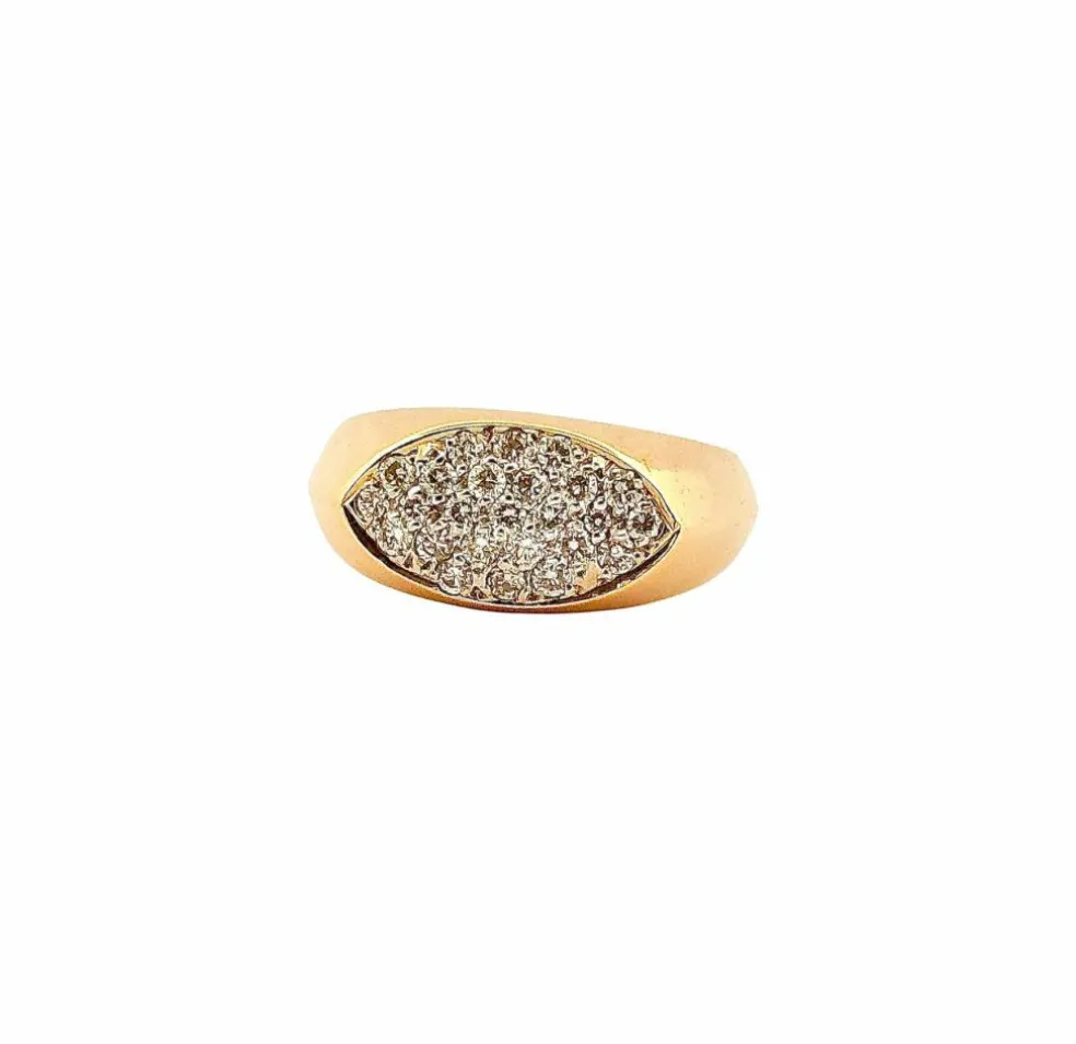 Bague vintage or massif 18 carats et diamants