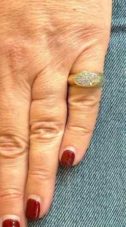 Bague vintage or massif 18 carats et diamants