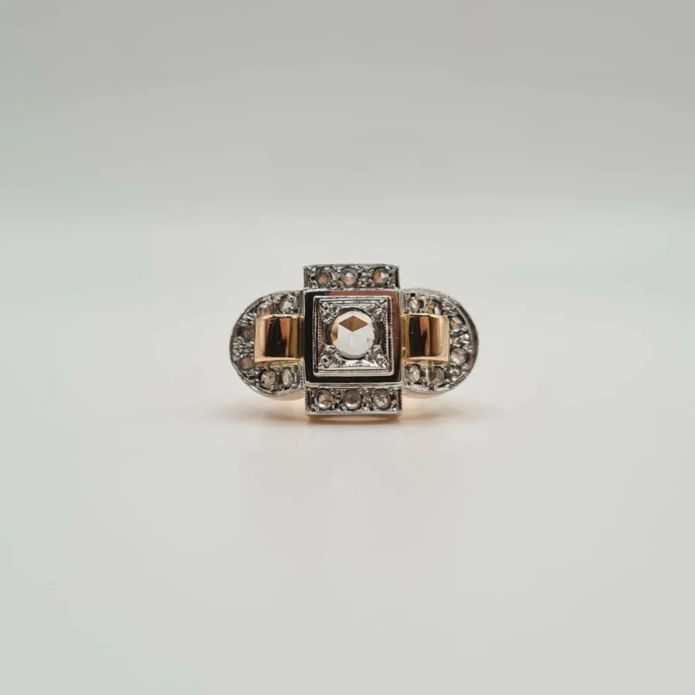Bague vintage or rose diamants