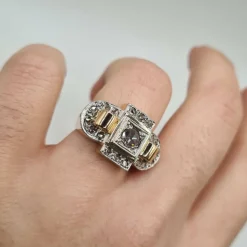 Bague vintage or rose diamants