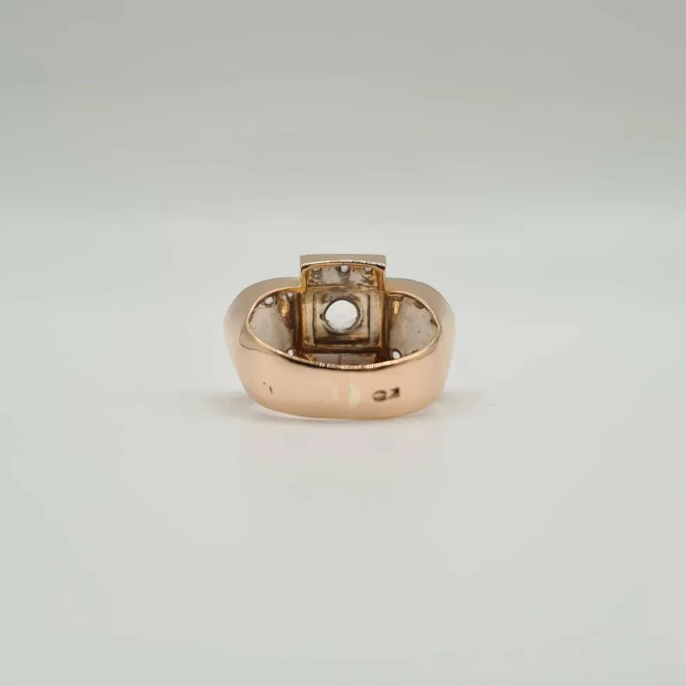 Bague vintage or rose diamants