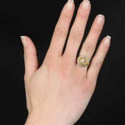 Bague vintage or rose et diamants
