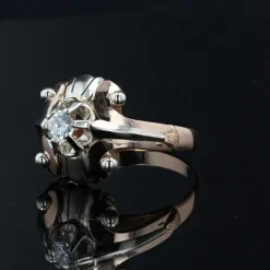 Bague vintage or rose or blanc diamant