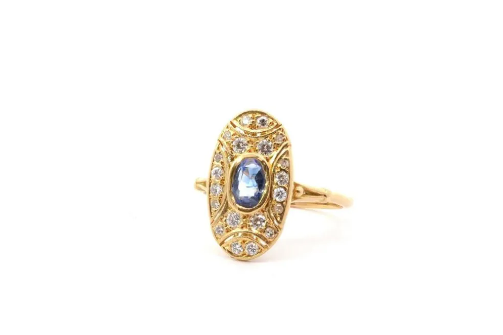 Bague vintage or saphir diamants