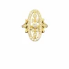 Bague vintage ovale en or jaune 18K sertie de 43 diamants