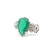 Bague vintage platine émeraude diamants