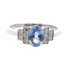 Bague vintage platine, saphir, diamants