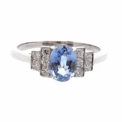 Bague vintage platine, saphir, diamants