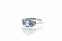 Bague vintage platine, saphir, diamants