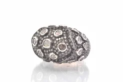 Bague vintage roses diamants en or et argent