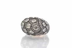 Bague vintage roses diamants en or et argent
