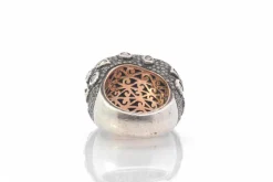 Bague vintage roses diamants en or et argent