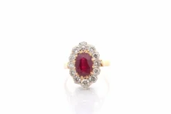Bague vintage rubis de 2,36cts et diamants