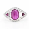 Bague Vintage Rubis et Diamants, Style Art Déco