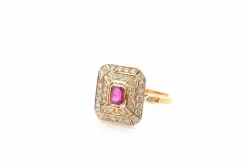 Bague vintage rubis et diamants en or 18k