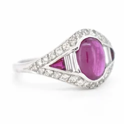 Bague Vintage Rubis et Diamants, Style Art Déco