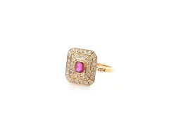 Bague vintage rubis et diamants en or 18k
