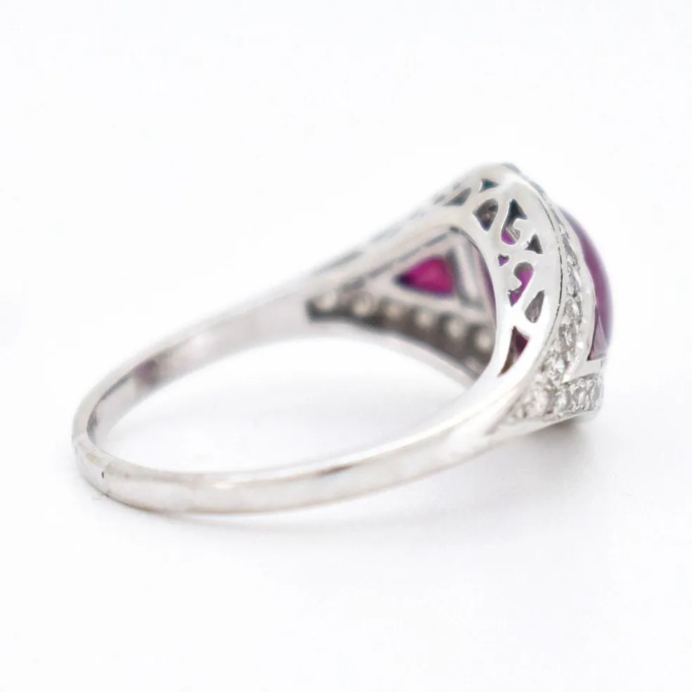 Bague Vintage Rubis et Diamants, Style Art Déco