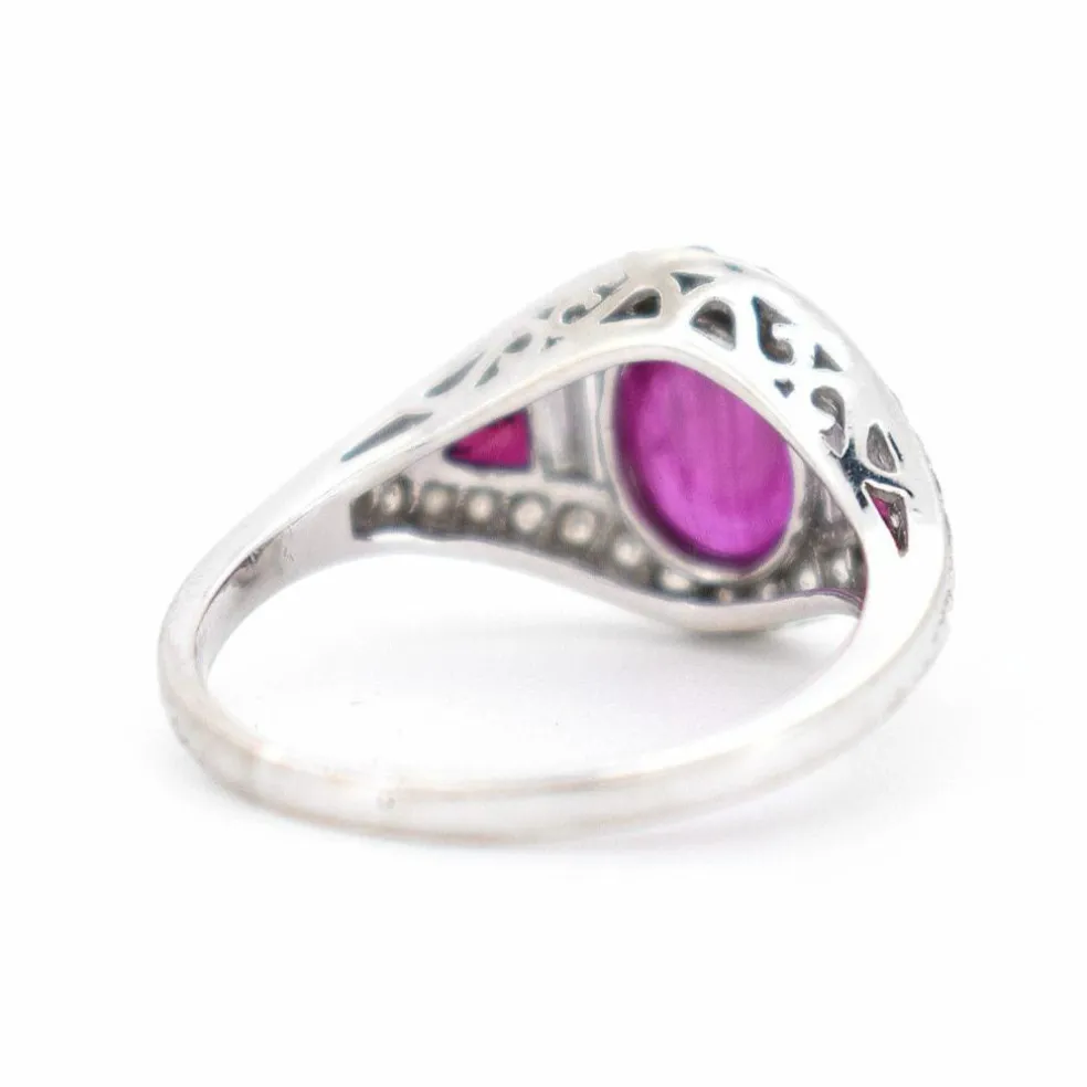 Bague Vintage Rubis et Diamants, Style Art Déco