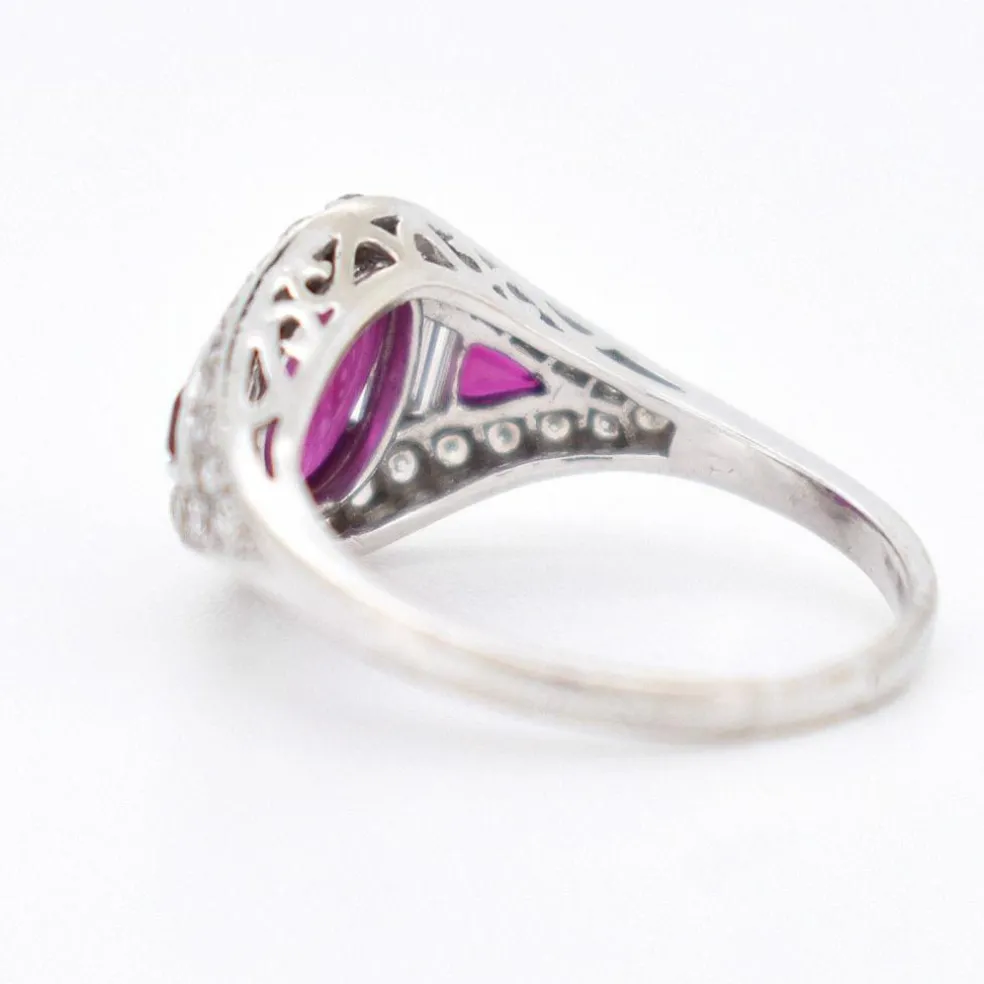Bague Vintage Rubis et Diamants, Style Art Déco