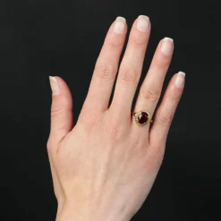 Bague vintage rubis or rose