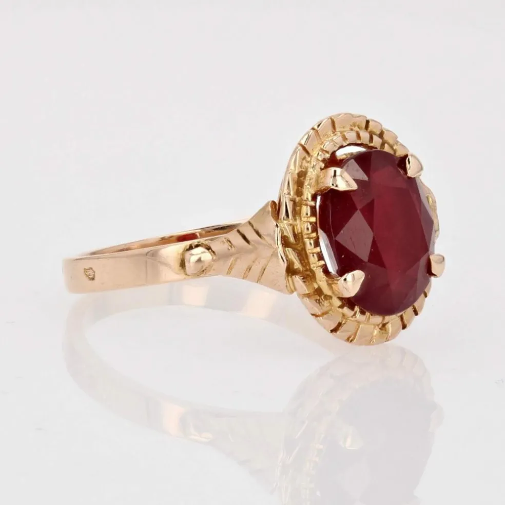 Bague vintage rubis or rose