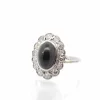 Bague vintage saphir cabochon et diamants en platine
