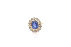 Bague vintage saphir de 3,40cts et diamants