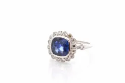 Bague vintage saphir de 2,83cts et diamants