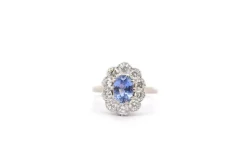 Bague vintage saphir de Ceylan diamants