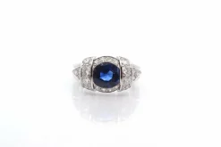 Bague vintage saphir de 2,04cts et diamants