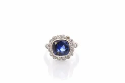 Bague vintage saphir de 2,83cts et diamants