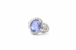 Bague vintage saphir de 6,51cts et diamants